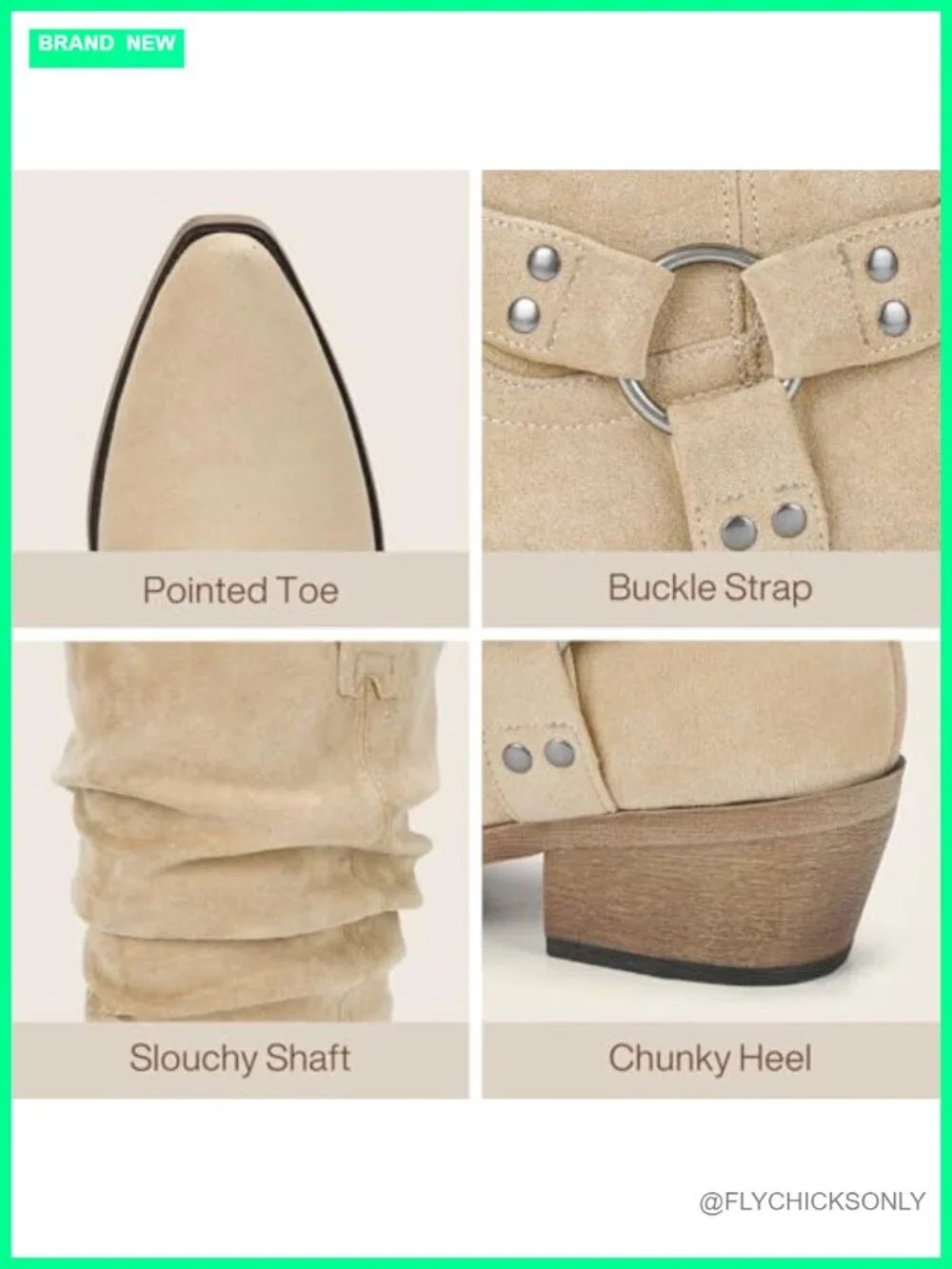Faux Suede Cowboy Boots Women Mid Calf Slouchy Pointed Toe Western